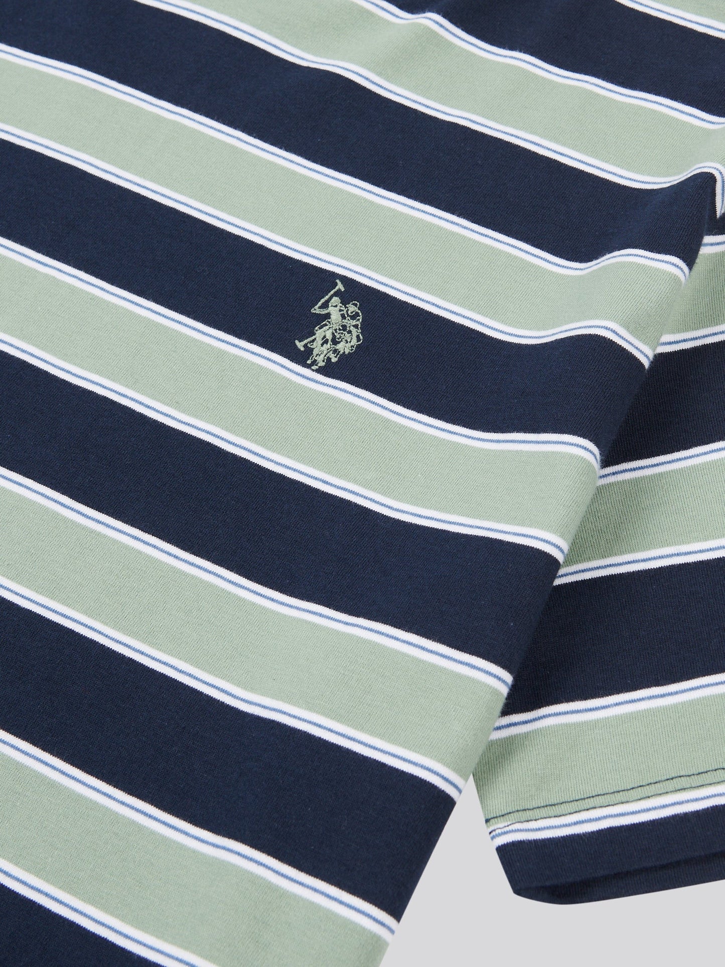 Mens Stripe Double Horsemen T-Shirt in Dark Sapphire Navy