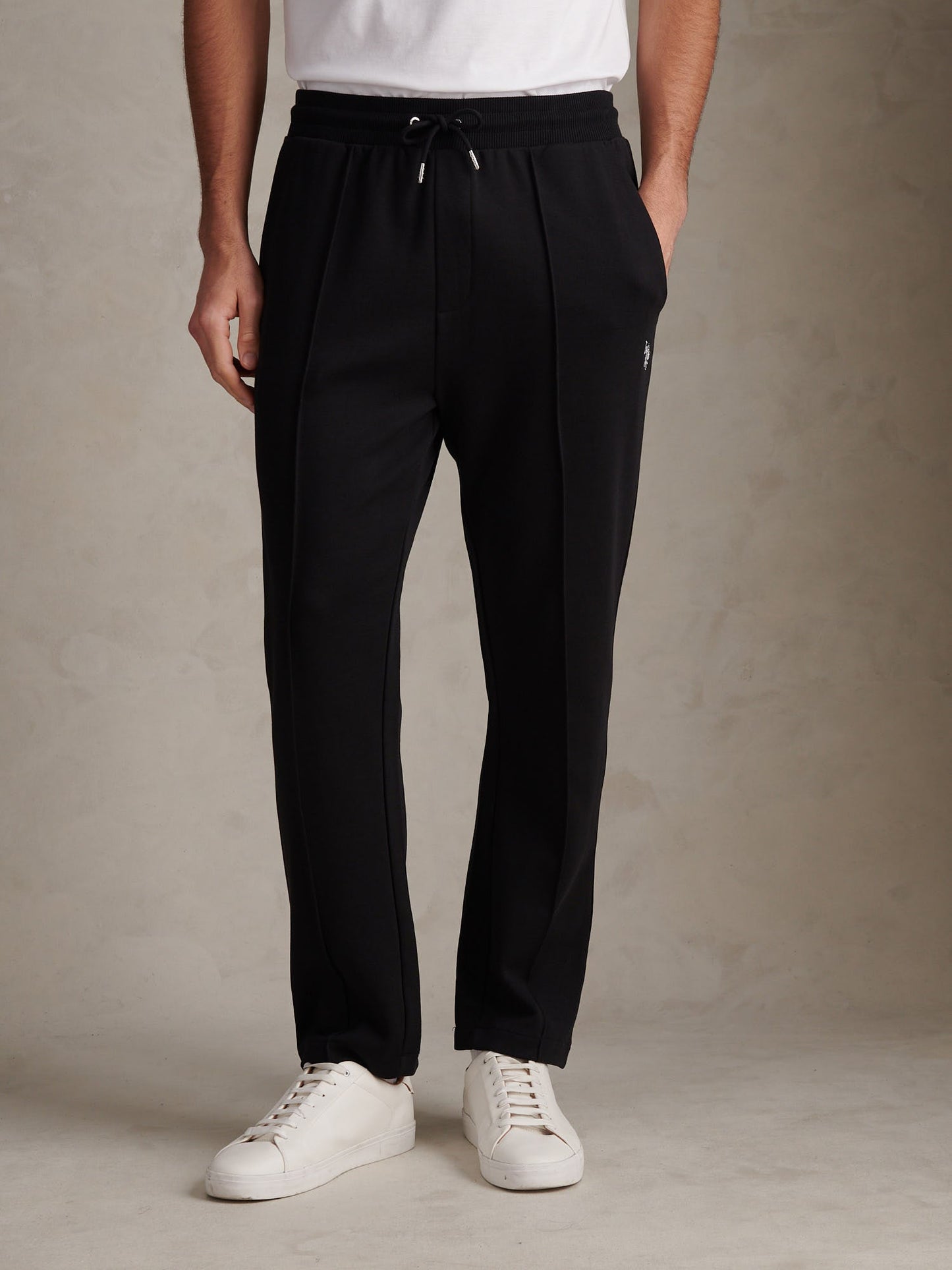 Mens Interlock Pintuck Joggers Black Bright White DHM