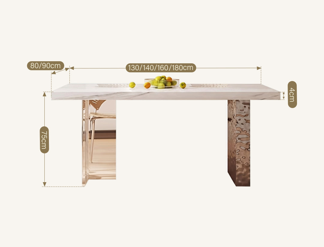 Madison Dining Table, White Sintered Stone & Acrylic