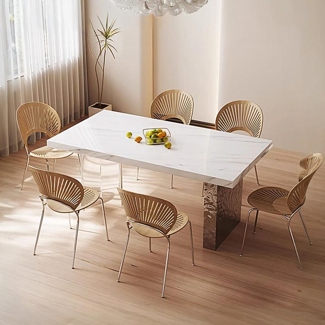 Madison Dining Table, White Sintered Stone & Acrylic