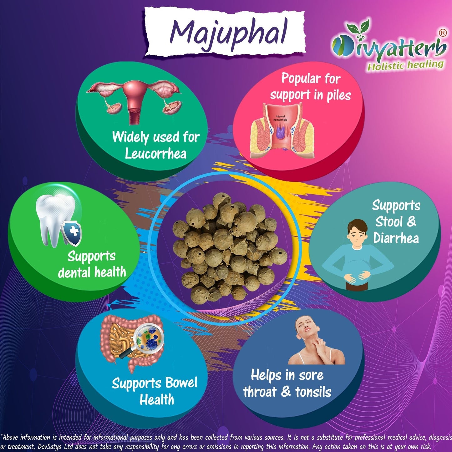 DivyaHerb Majuphal Powder 100 gram - Healthy-Looking Skin Support