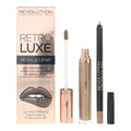 Makeup Revolution Retro Luxe Metallic Lip Kit 1g Lip Pencil + 5.5ml Liquid Lipstick - Sovereign