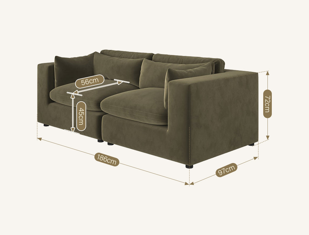 Makhmudov Loveseat Sofa, Two Seater Sofa, Velvet