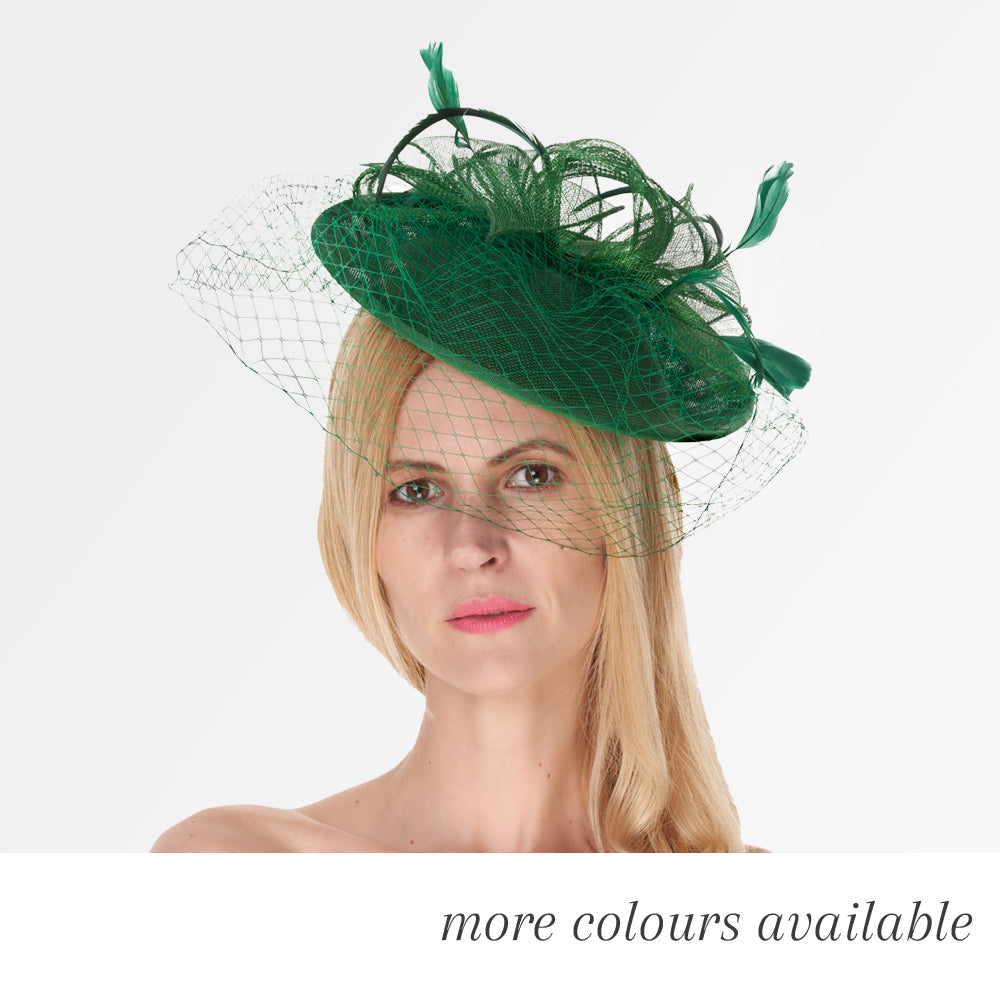 Medium Saucer Sinamay Headband Fascinator Wedding Ascot Hat Hatinator Birdcage Veil