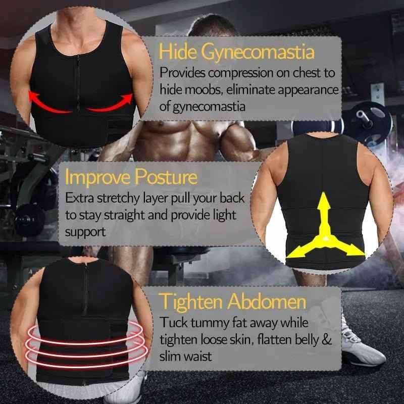 Men Waist Trainer Tank Tops Shapewear Slimming Body Shaper Compression Shirt Underwear