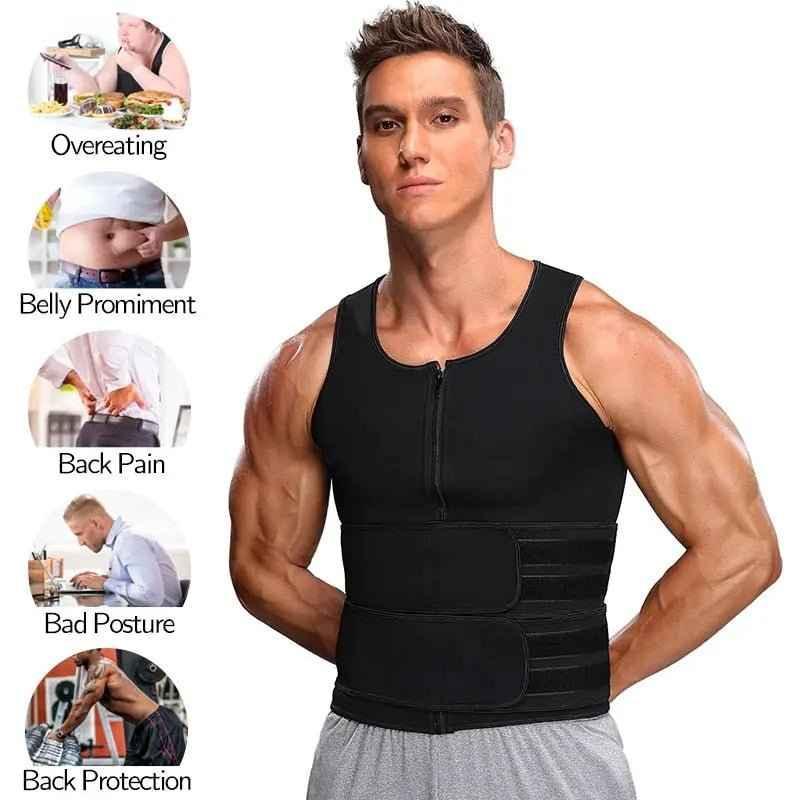Men Waist Trainer Tank Tops Shapewear Slimming Body Shaper Compression Shirt Underwear