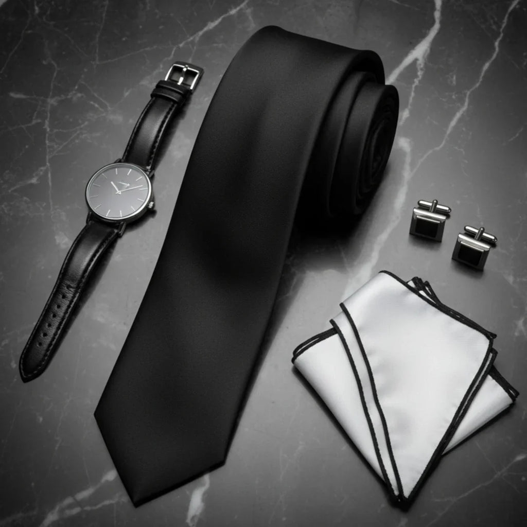 Men's Black Classic Formal Satin Tie