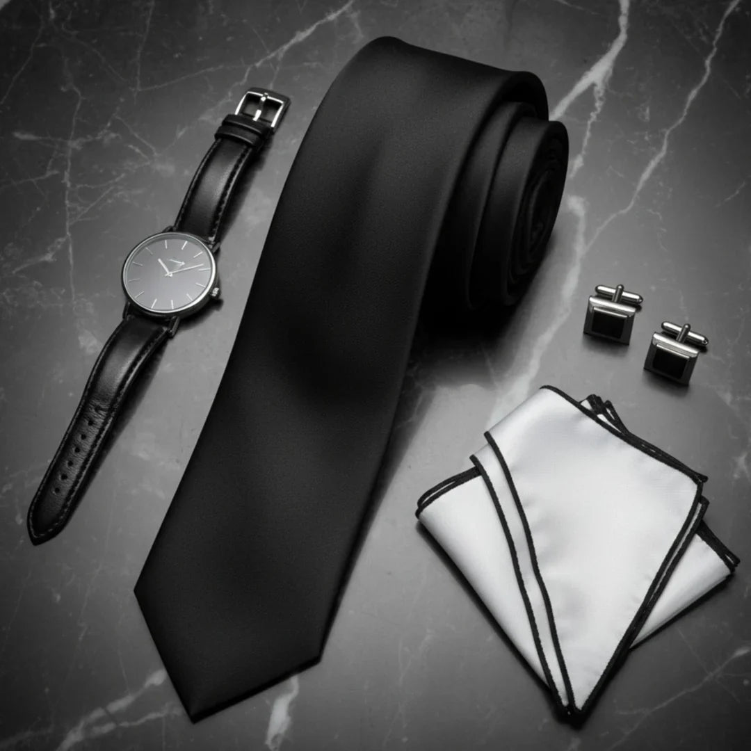 Men's Black Classic Formal Satin Tie