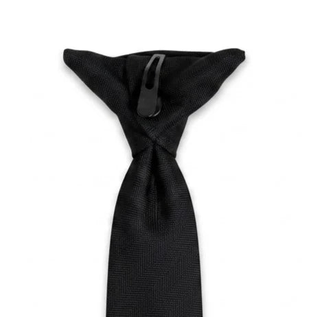 Men's Black Clip-On Textured Pre-Tied Necktie