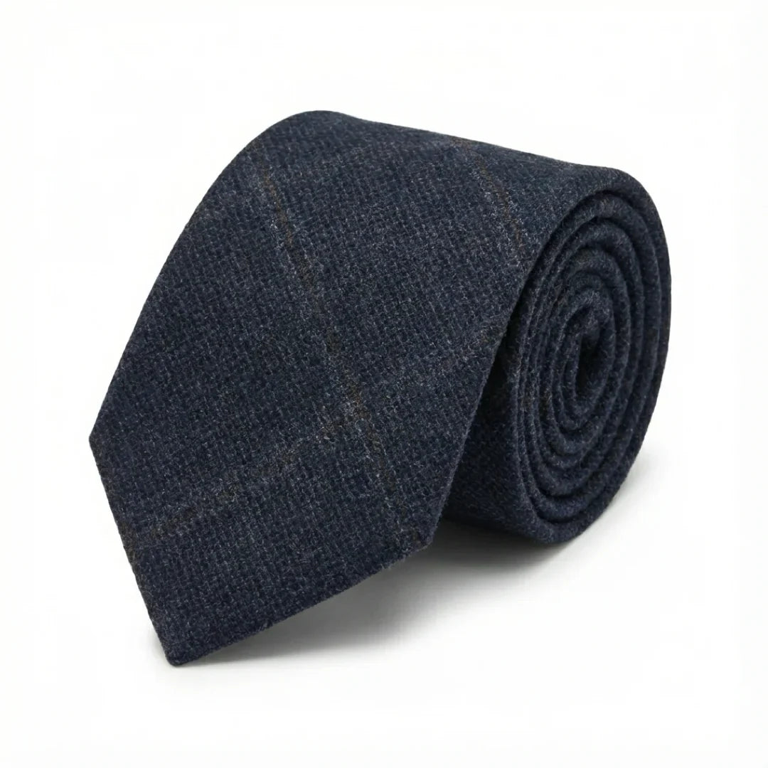 Men's Wool Blend Herringbone Plaid Tweed Tie