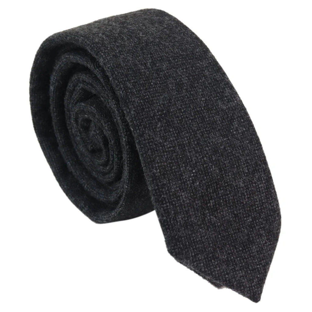 Stz22 Men's Tie Hankie Tweed Black Classic Gatsby Peaky Blinders
