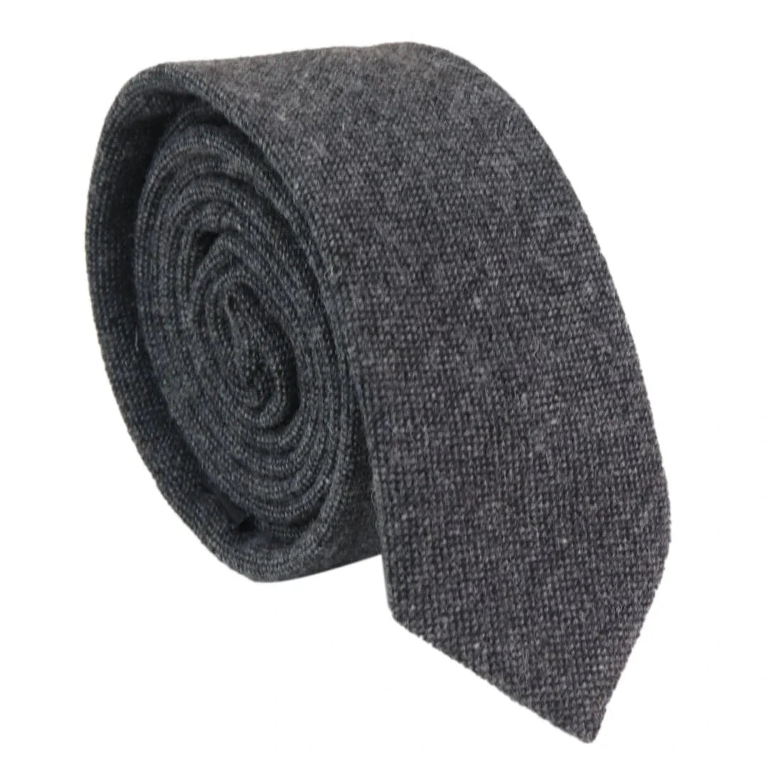Stz23 - Men's Tie Hankie Tweed Grey Classic Gatsby Peaky Blinders