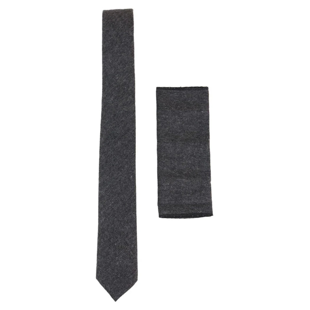Stz23 - Men's Tie Hankie Tweed Grey Classic Gatsby Peaky Blinders
