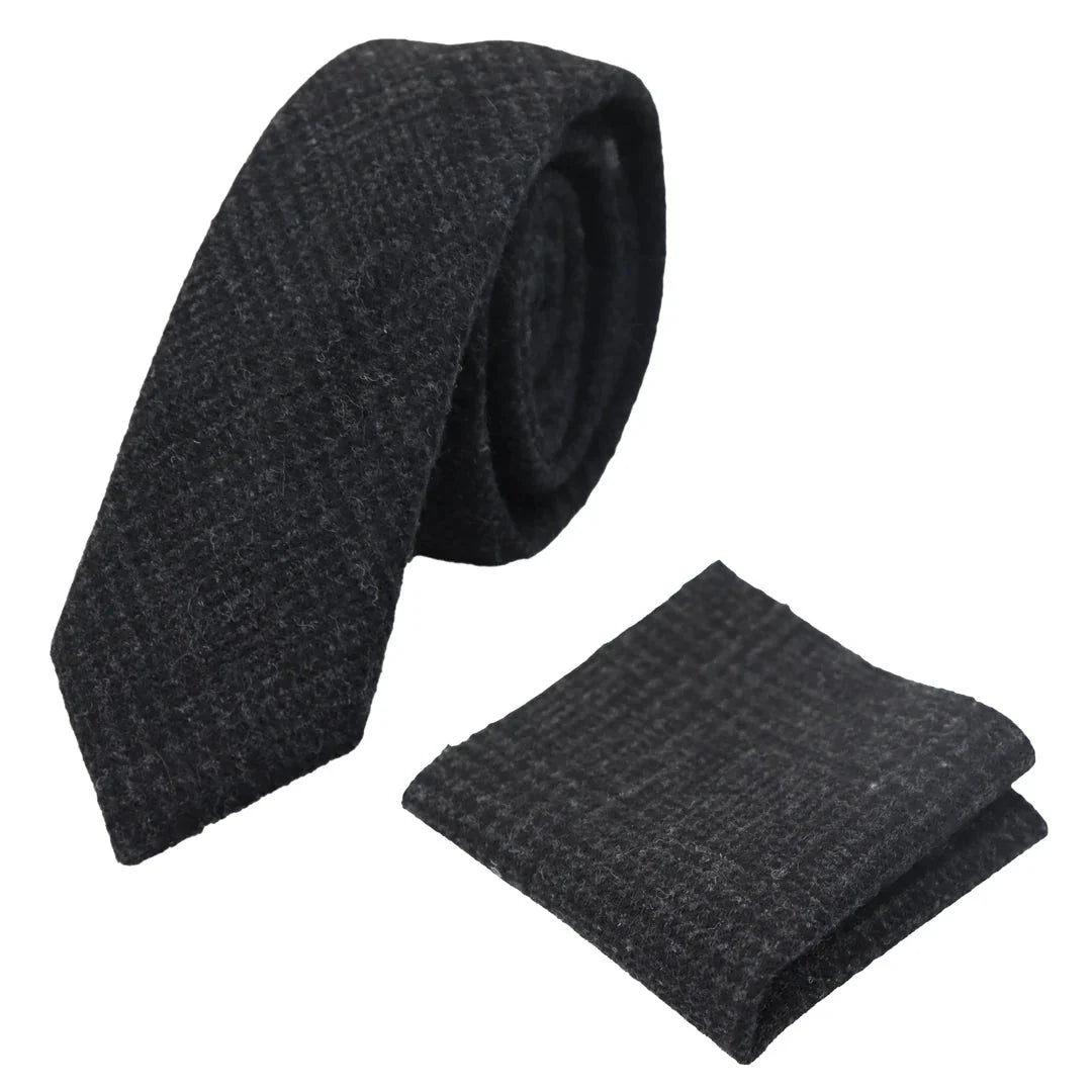 Men's Tweed Herringbone Tie & Pocket Square Set