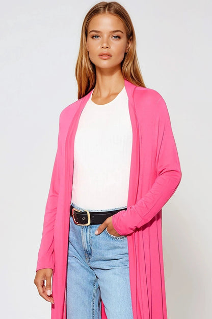 Fuchsia Jersey Longline Cardigan