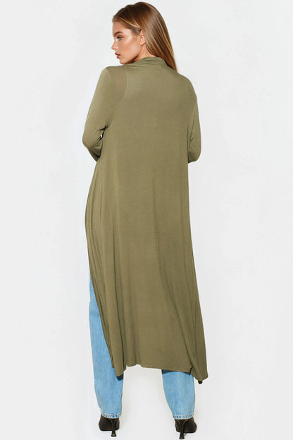Khaki Jersey Longline Cardigan