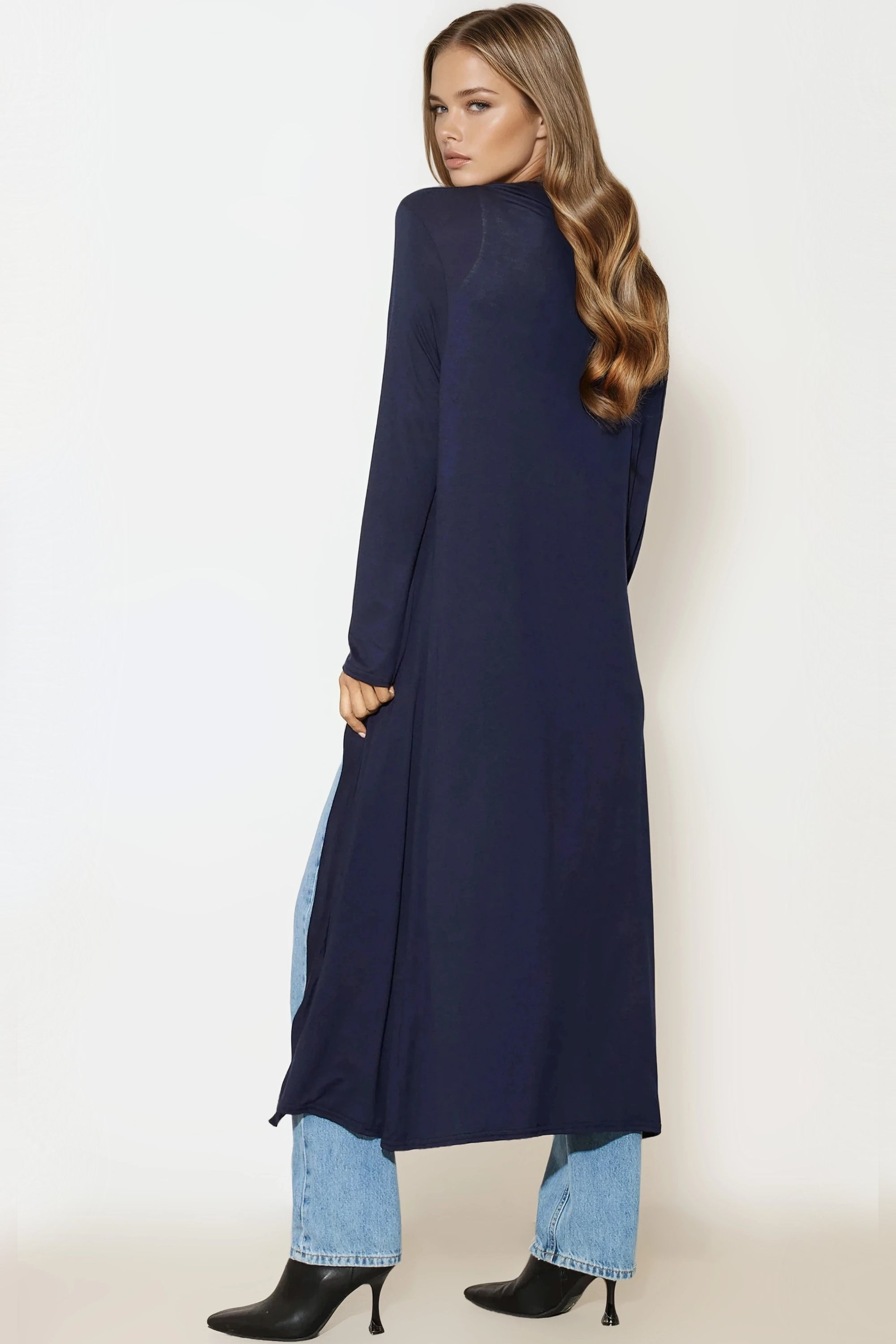 Navy Jersey Longline Cardigan