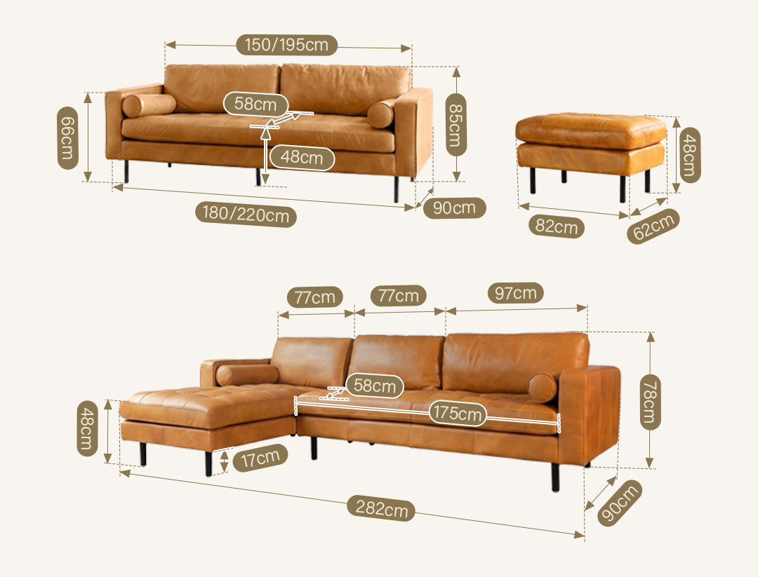 Minimalism Two Seater, Three Seater Sofa, Corner Sofa, Real Leather