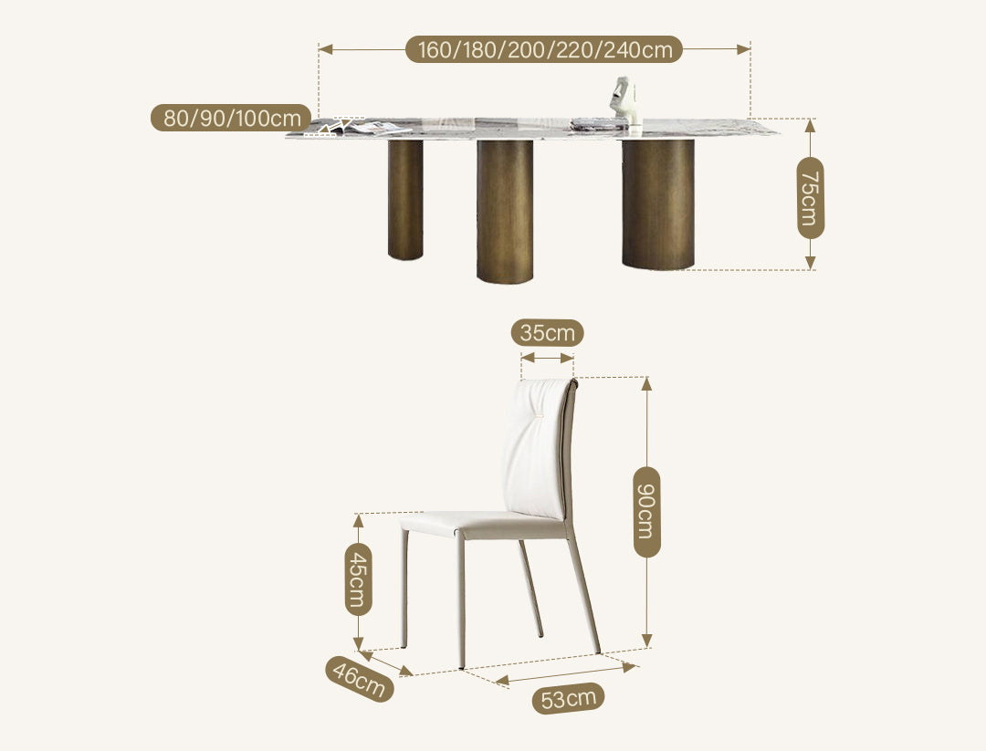 Mira Dining Table, Gold Base