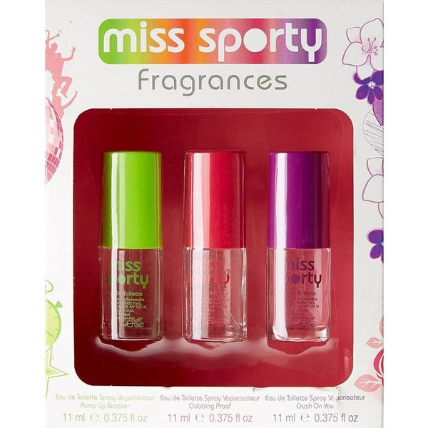Miss Sporty Gift Set 11ml Pump Up Booster EDT + 11ml Clubbing Proof EDT + 11ml Crush On You EDT