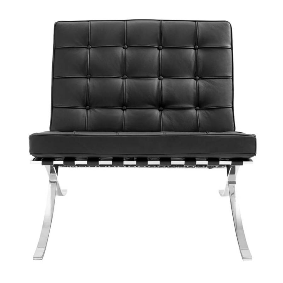 Classic Modern Barcelona Chair And Footstool, Black Leather
