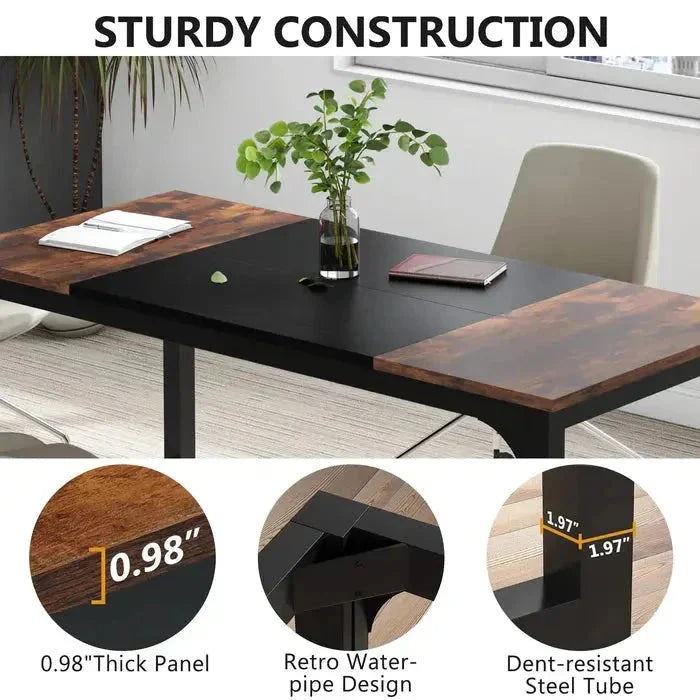 Modern Conference Table - Rectangular Meeting Desk for Computer Use