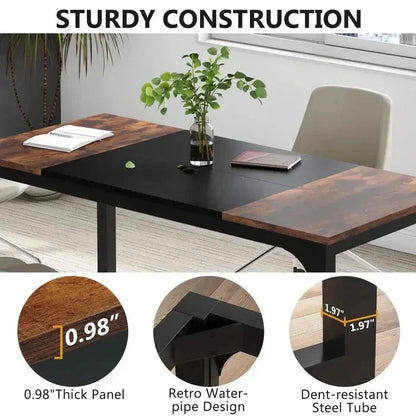 Modern Conference Table - Rectangular Meeting Desk for Computer Use