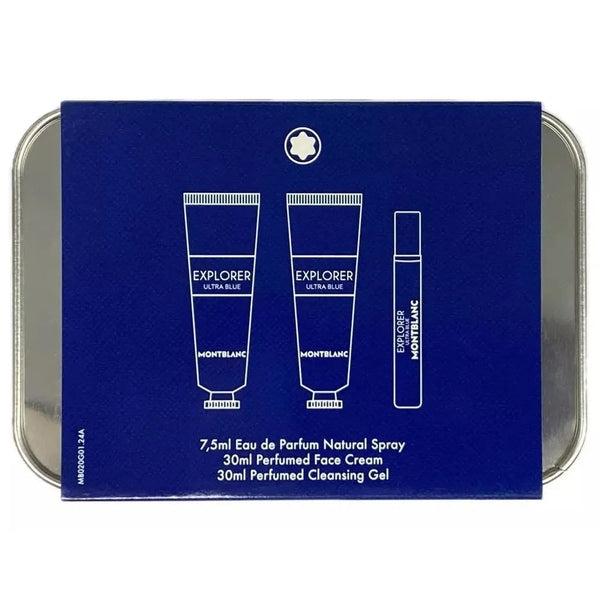 Mont Blanc Explorer Ultra Blue Gift Set 7.5ml EDP Spray + 30ml Face Cream + 30ml Cleansing Gel