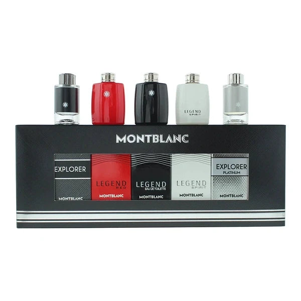 Mont Blanc Miniatures Gift Set 4.5ml Legend EDT + 4.5ml Legend Red EDT + 4.5ml Explorer EDP + 4.5ml Legend Spirit EDT + 4.5ml Explorer Platinum EDP