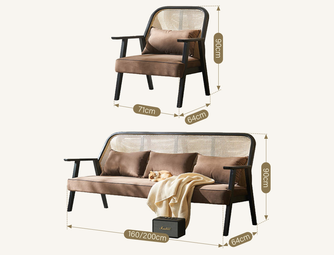 Morris Rattan Two Seater, Three Seater Sofa