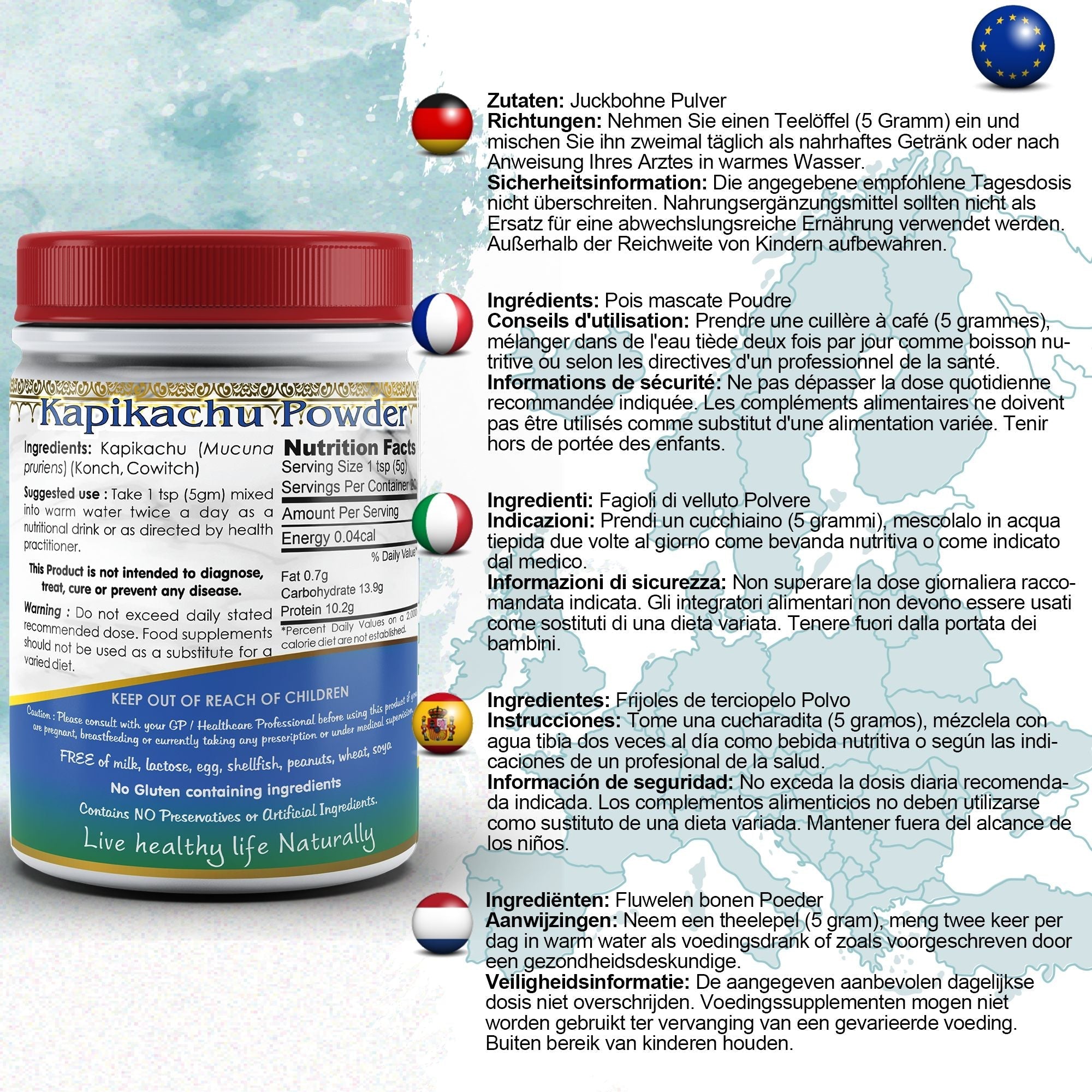 DivyaHerb Mucuna Pruriens Powder 100 gram - Daily Vitality Support