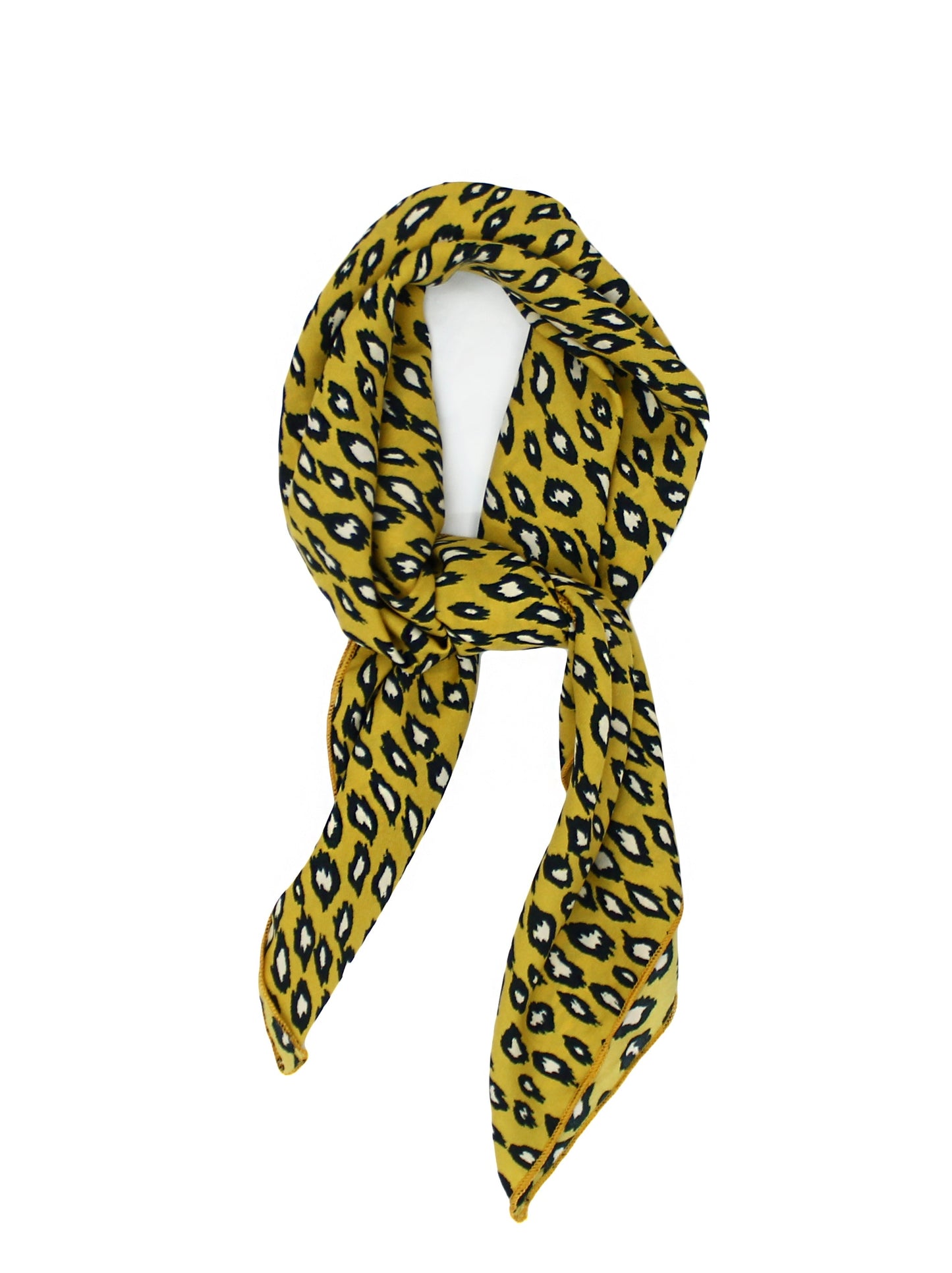 Mustard Yellow Leopard Scarf Thin Silky Womens Summer Spring