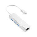 USB-C / Type-C to Gigabit Ethernet RJ45 & 3 x USB 3.0 Adapter Converter HUB, Computer External Tablet Phone Universal, Gigabit Ethernet