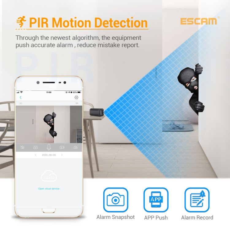 ESCAM G18 1080P Full HD Rechargeable Battery WiFi IP Camera, Support  / PIR Motion Detection / TF Card / Two Way Audio (Black)