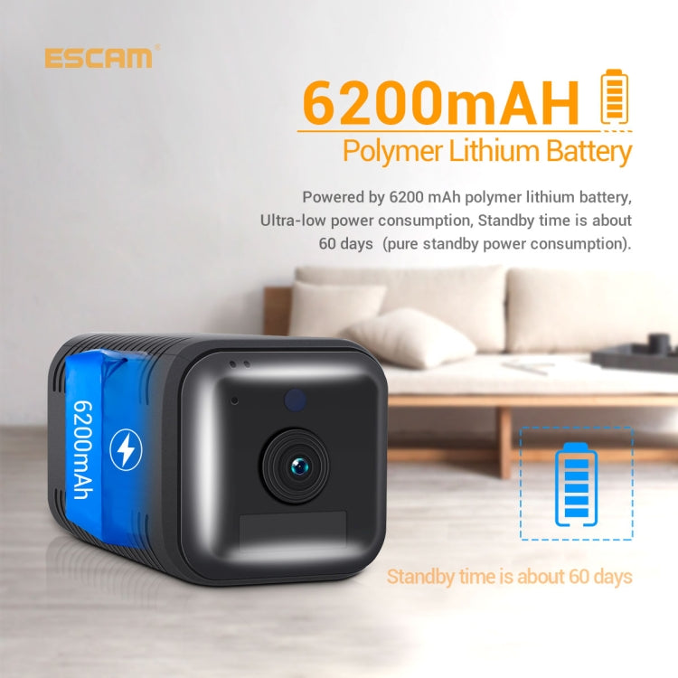 ESCAM G18 1080P Full HD Rechargeable Battery WiFi IP Camera, Support  / PIR Motion Detection / TF Card / Two Way Audio (Black)