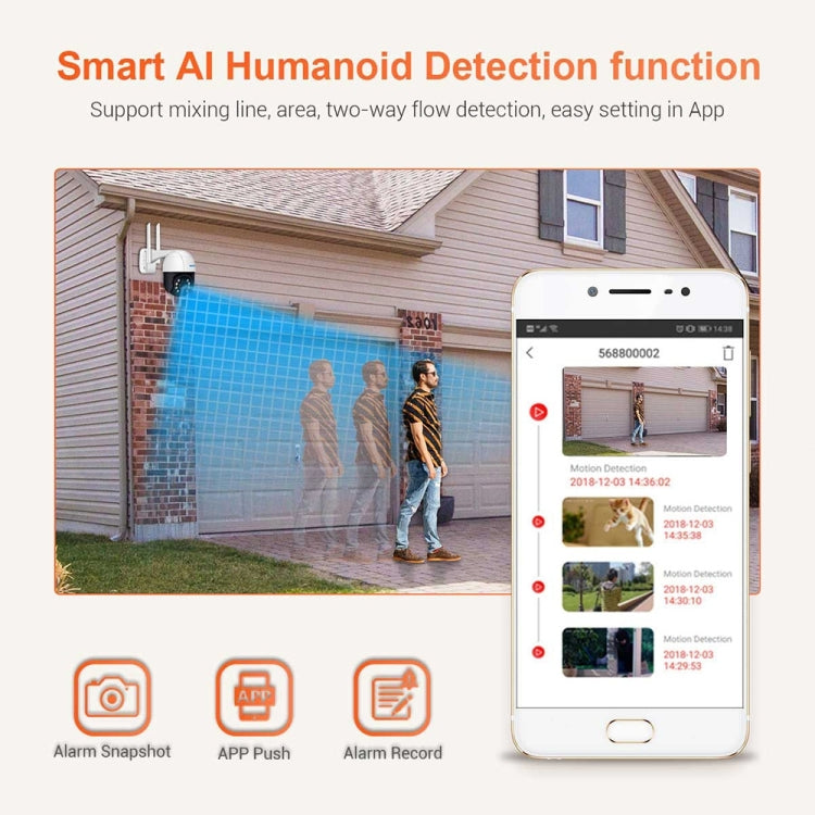 ESCAM QF218 1080P Pan / Tilt AI Humanoid Detection IP66 Waterproof WiFi IP Camera, Support ONVIF / Night Vision / TF Card / Two-way Audio, US Plug