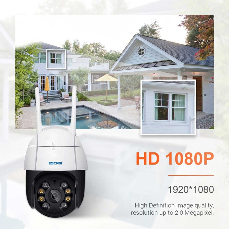 ESCAM QF218 1080P Pan / Tilt AI Humanoid Detection IP66 Waterproof WiFi IP Camera, Support ONVIF / Night Vision / TF Card / Two-way Audio, US Plug