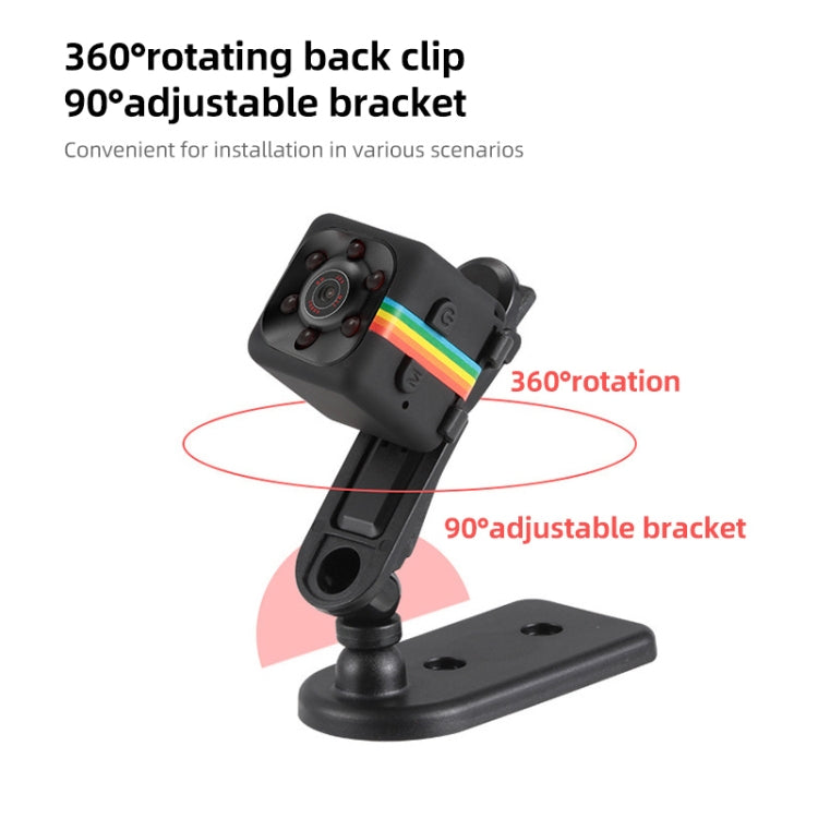 SQ11 Mini DV HD 1080P 6 LEDs Sport Recorder Camera with Holder, Support Monitor Detection & IR  & TF Card (Black)