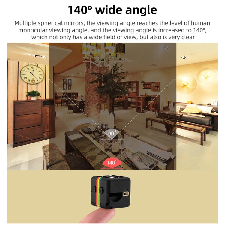 SQ11 Mini DV HD 1080P 6 LEDs Sport Recorder Camera with Holder, Support Monitor Detection & IR  & TF Card (Black)