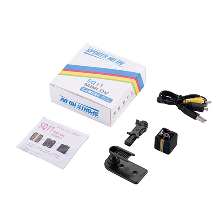 SQ11 Mini DV HD 1080P 6 LEDs Sport Recorder Camera with Holder, Support Monitor Detection & IR  & TF Card (Black)