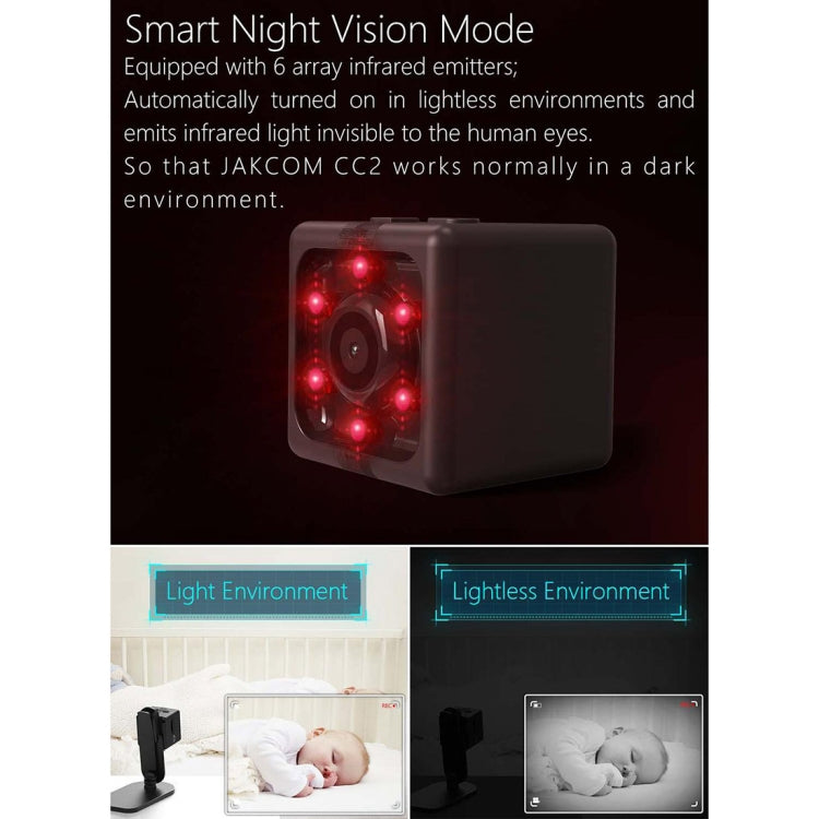 JAKCOM CC2 1080P HD Recorder Cube Smart Mini Camera, with Infrared  & Motion Detection(Black)