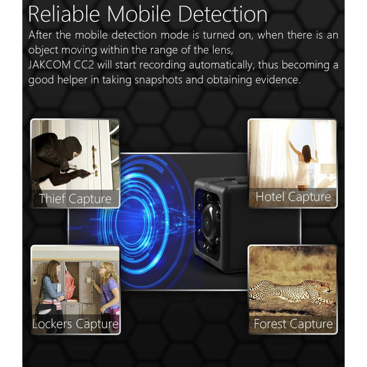 JAKCOM CC2 1080P HD Recorder Cube Smart Mini Camera, with Infrared  & Motion Detection(Black)