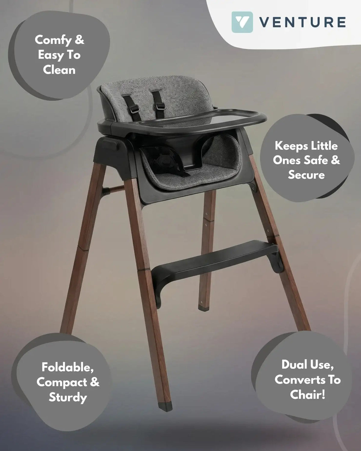 Neyo 2-in-1 High Chair - Black