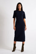 Nila Rib Bodycon Midi Dress - Navy