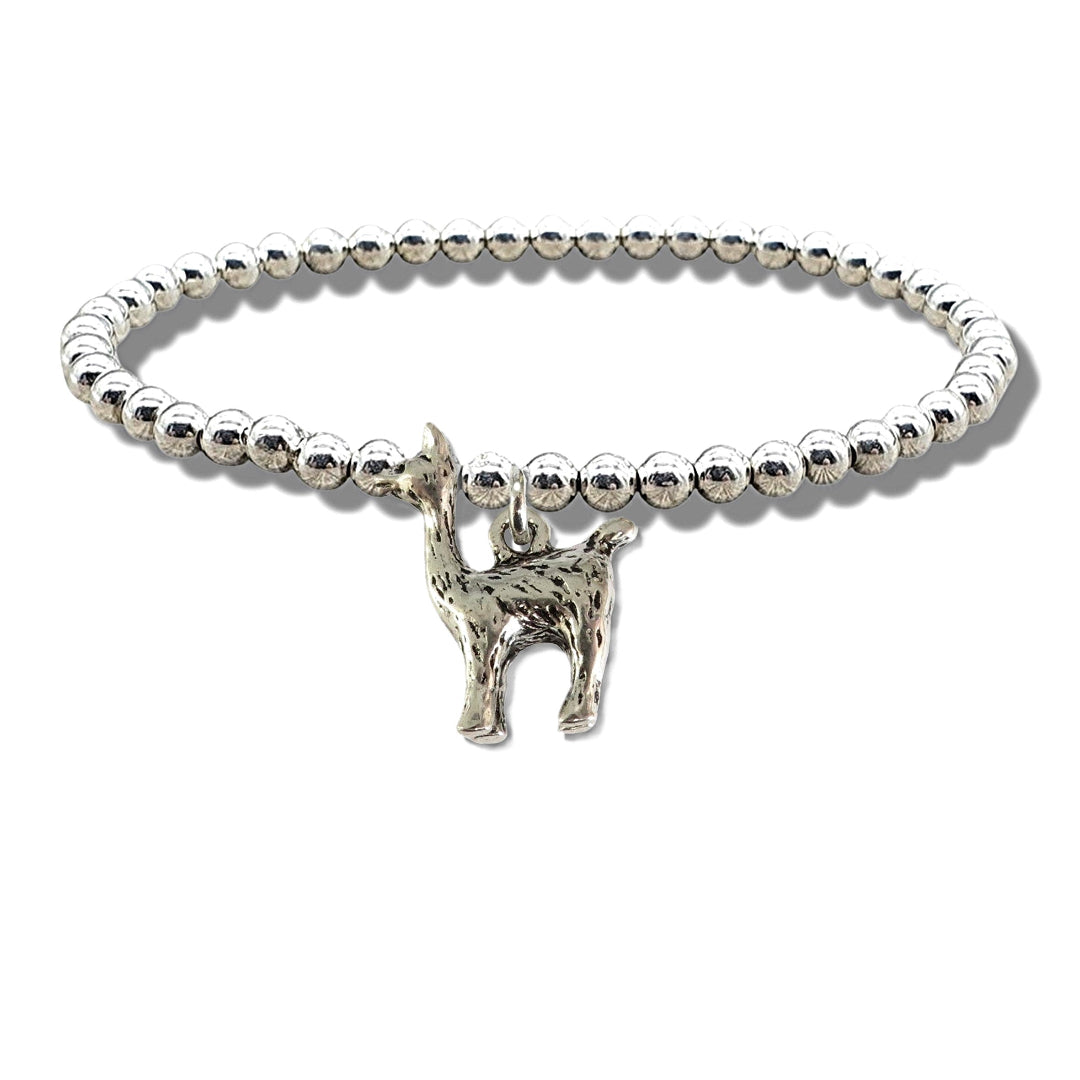 Llama Silver Beaded Bracelet