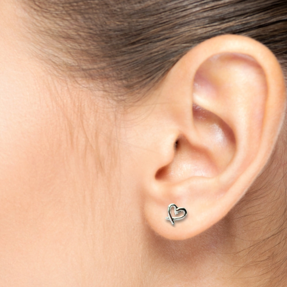 My Heart Silver Stud Earrings