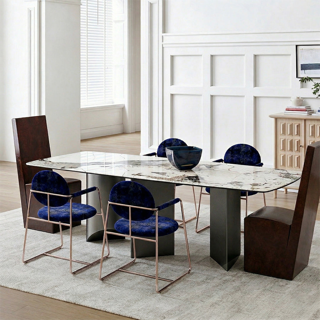 Nala Dining Table With Black Legs, Sintered Stone