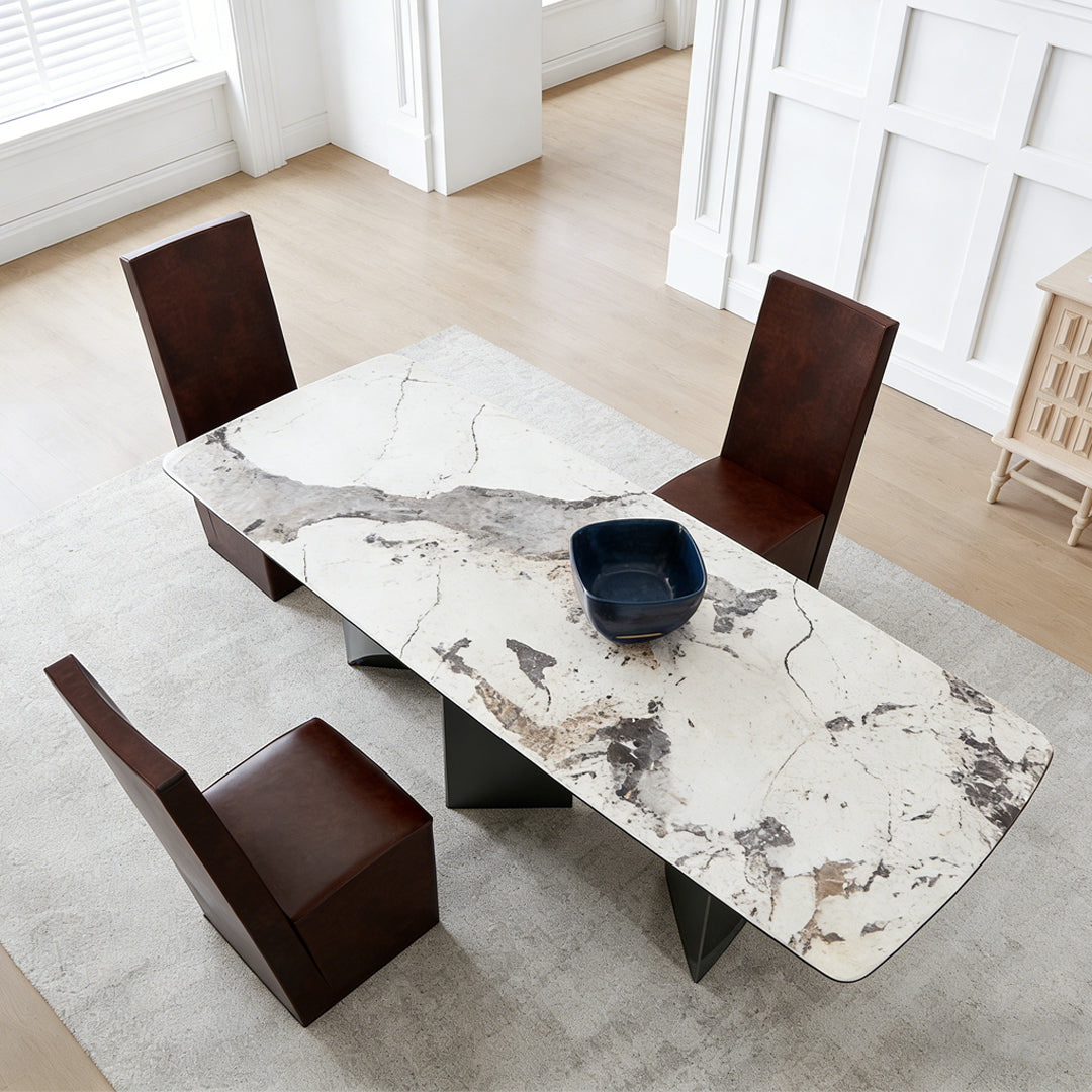 Nala Dining Table With Black Legs, Sintered Stone