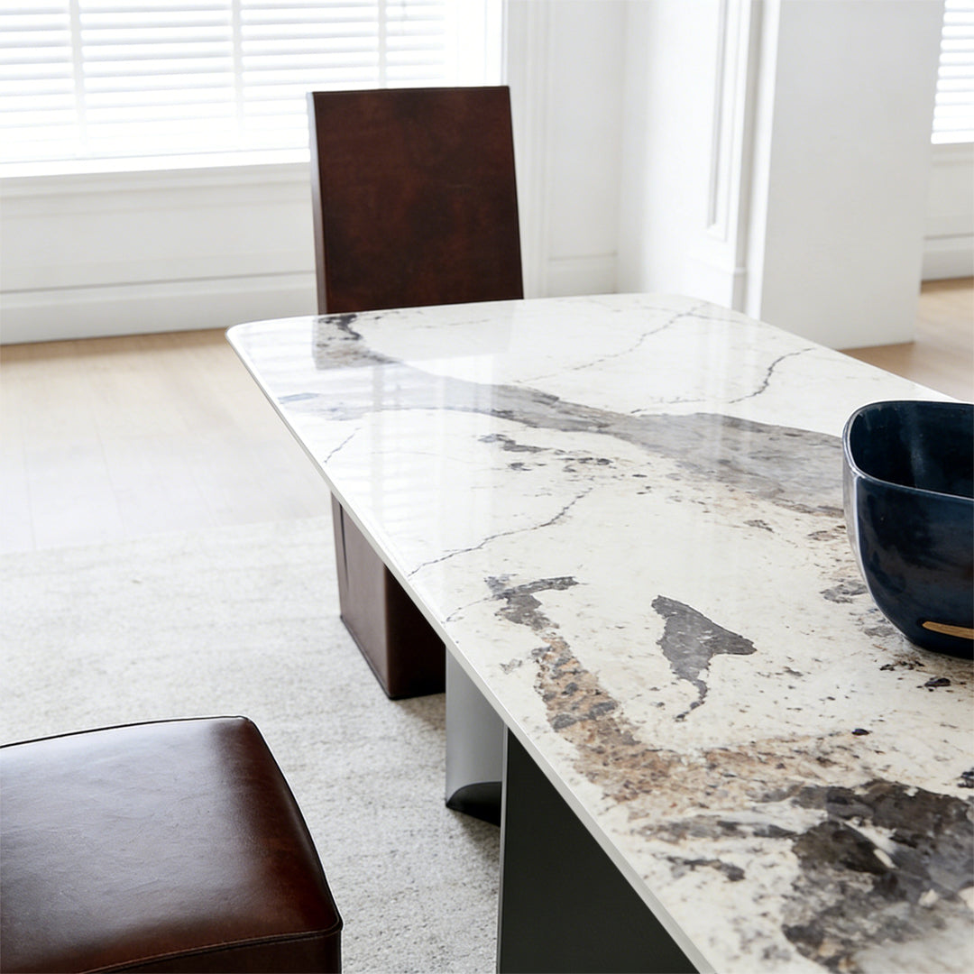 Nala Dining Table With Black Legs, Sintered Stone