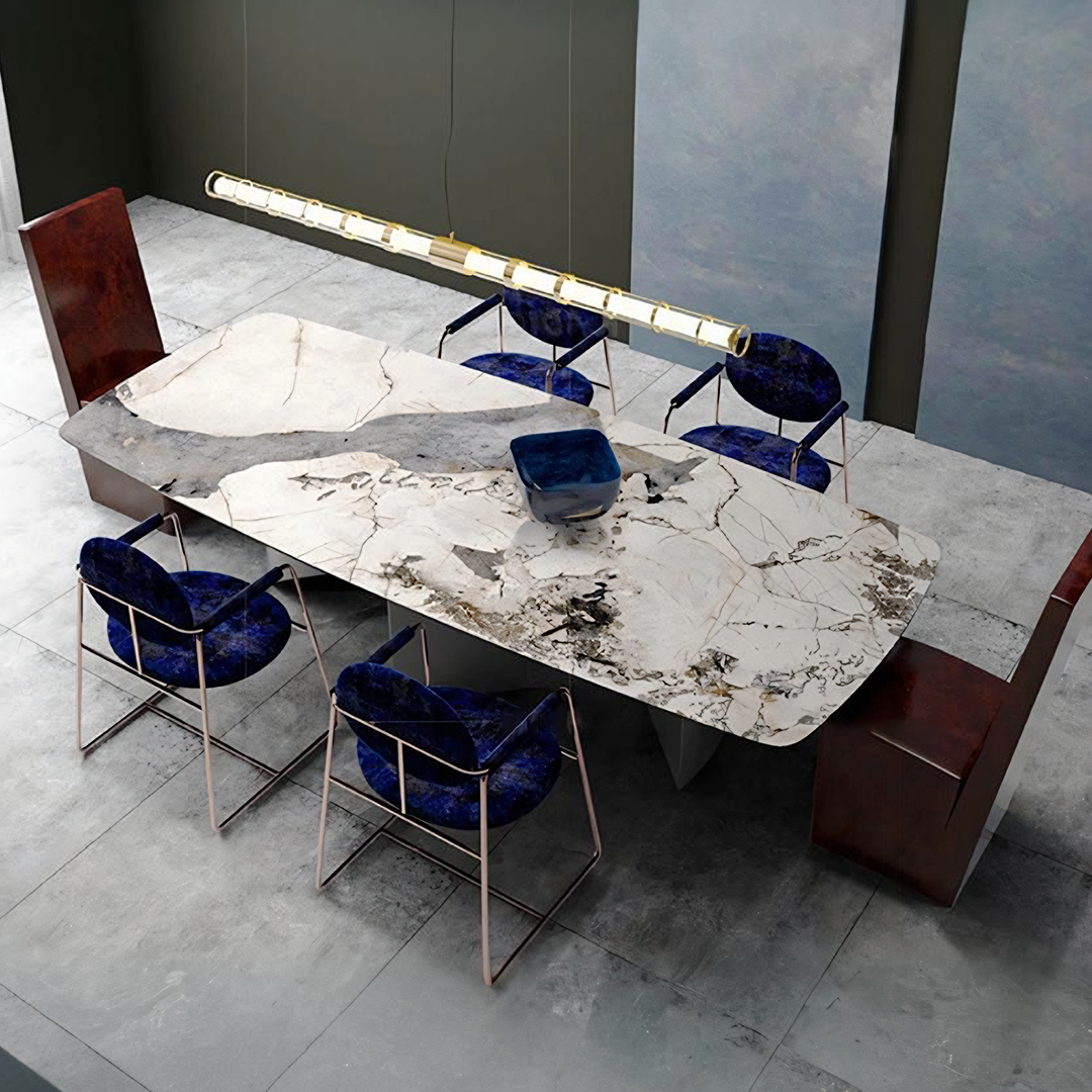 Nala Dining Table With Black Legs, Sintered Stone